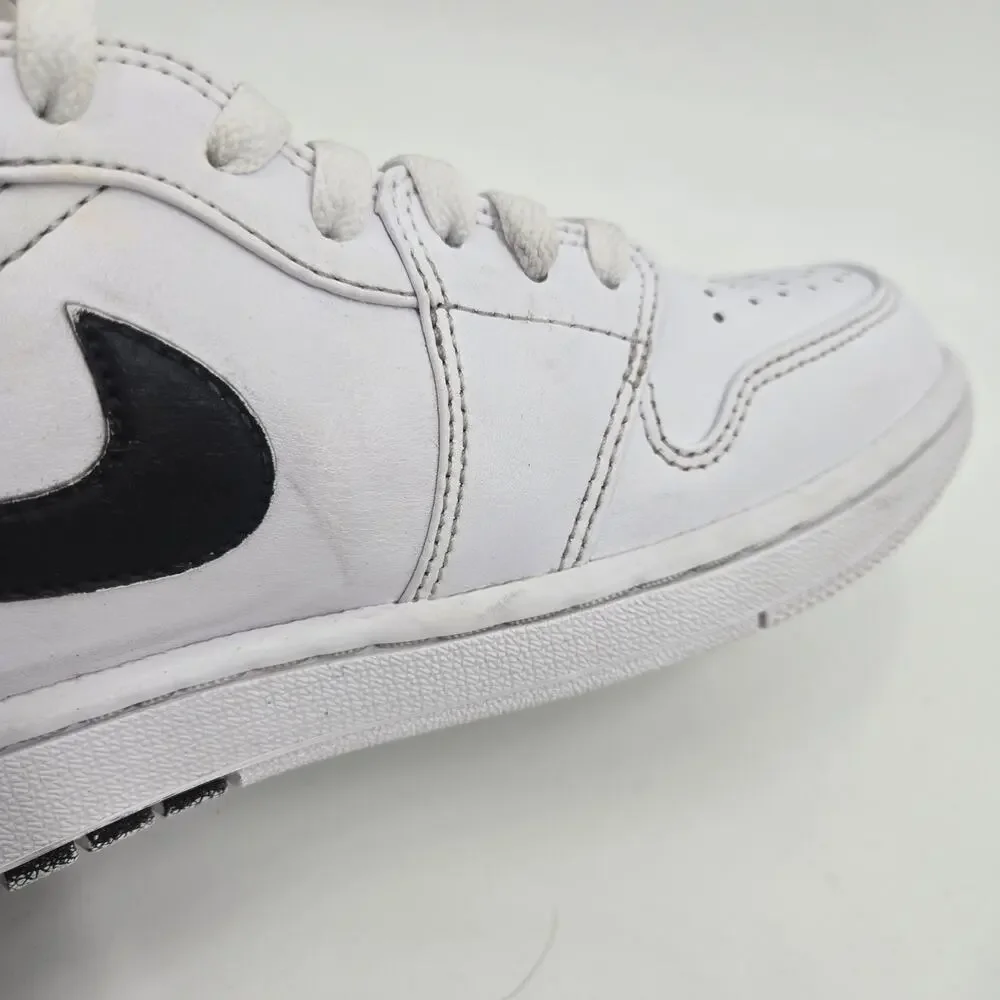 Nike Women's 8 Air Jordan 1 Mid White Black Sneakers Shoes Basketball Sports